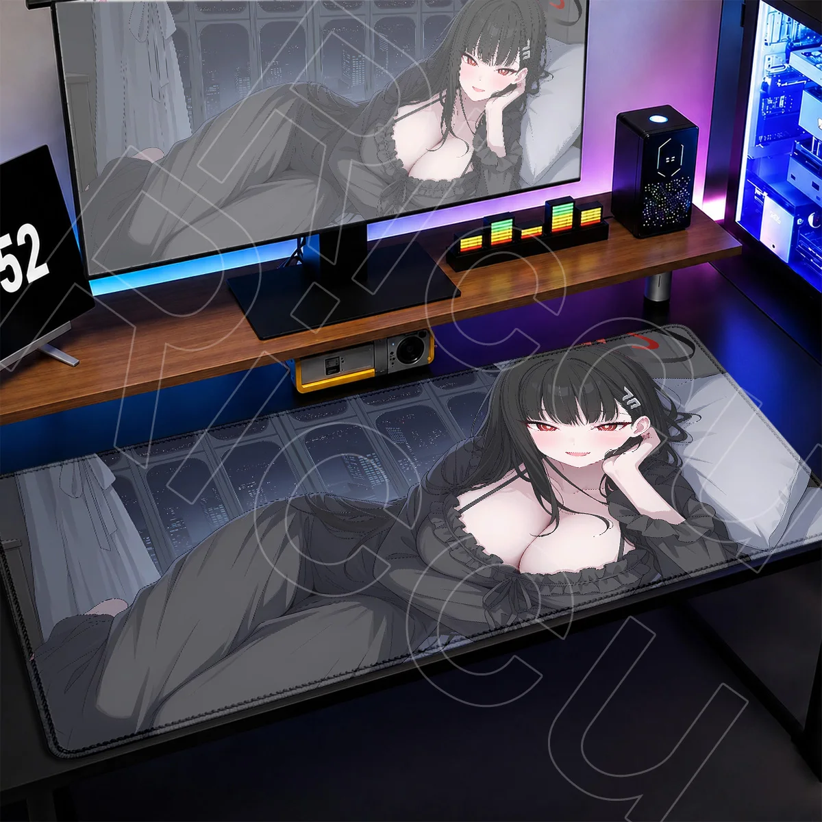 Locking Edge Computer Rubber Mouse Pad Anime Girl Rio Tsukatsuki Desk Carpet XXL PC Accessories Blue Archive Office Keyboard Mat