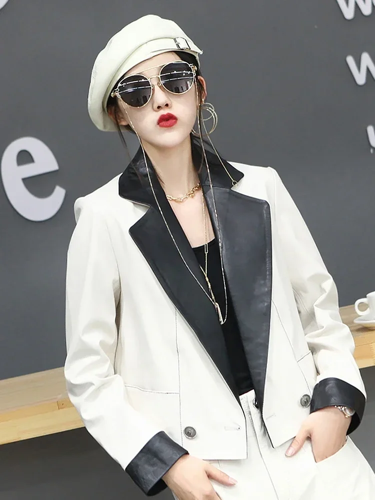 Genuine Leather Jacket Women Spring Autumn Short Motorcycle Coat Female Real Sheepskin Women's Coats Chaqueta Mujer Zjt1750
