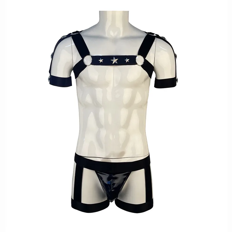 Mens Sexy Nylon Bdsm Body Bondage Harness Set Male Elastic Sexy Erotic Underwear Chest Harness Straps Gay Costume Night Clubwear