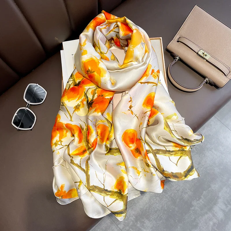 2024 Luxury Brand Women Scarf Fashion Print Silk Scarves Summer Shawls And Wraps Soft Pashmina Lady Bandana Foulard Hijabs