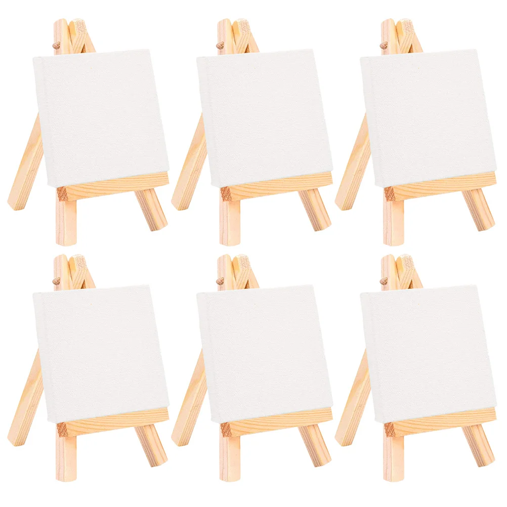 

6Sets Canvas Easel Stand Natural Wood DIY Painting Boards Stretched Canvas Frames Stable Mini Easels for Oil Painting Supplies