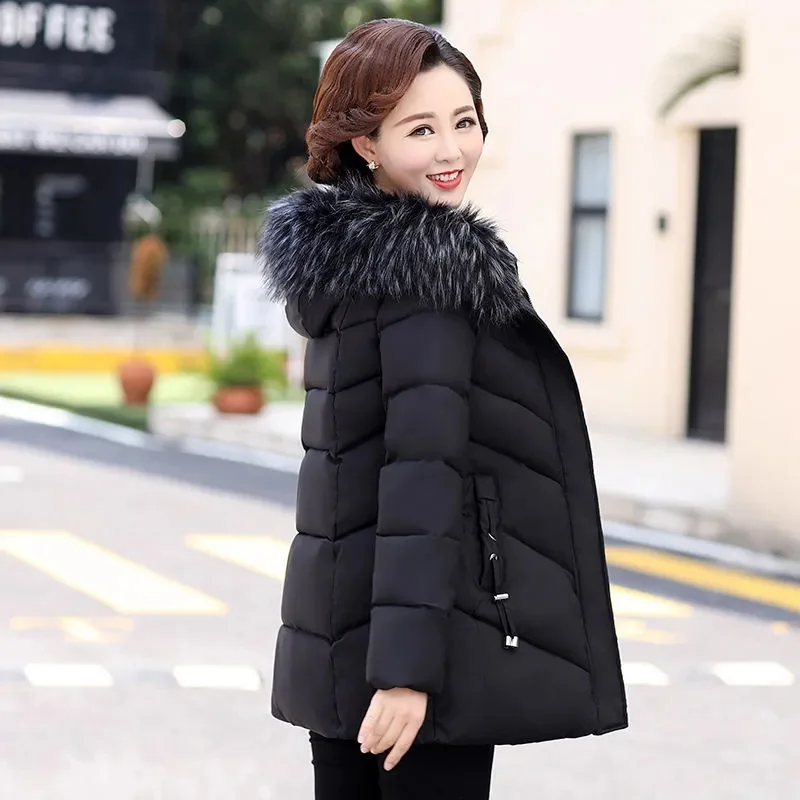 2023 New Winter Jacket Women's Parkas Long Coat Fur Collar Hooded Jackets Overcoat Thick Warm Cotton Padded Coat Puffer Parka