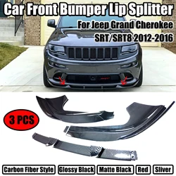 Car Front Bumper Lip Splitter For Jeep Grand Cherokee SRT SRT8 2012-2016 2013 2014 Carbon Fiber Style Glossy Black Matte Black