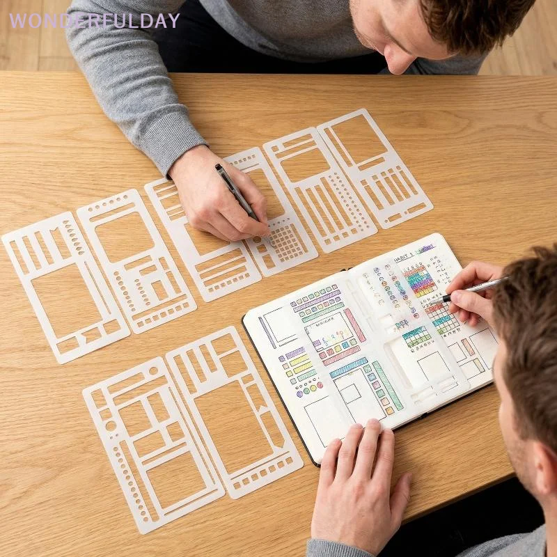 Handmade Record Template 3/9Pcs Flexible Stencils for DIY Scrapbooking Drawing Art School Cardmaking Projects