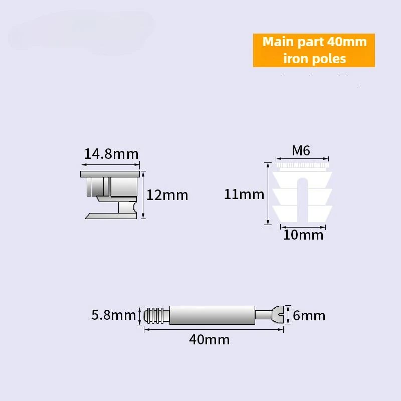 M6 Möbelbolzen- und Muttern-Set Kleiderschrank Schreibtisch Verbindungselement Schraube Länge 32 35 40mm Drei-in-Eins Holzbearbeitungsmutter – Detail 4