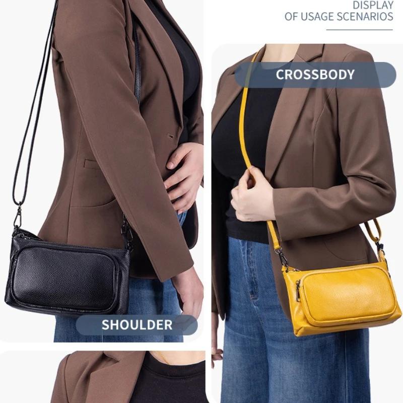 

Genuine Leather Crossbody Purses for Women Hobo Bag Trendy Rectangle Cellphone Pocuh Shoulder Crossbody Bags with 2 Straps