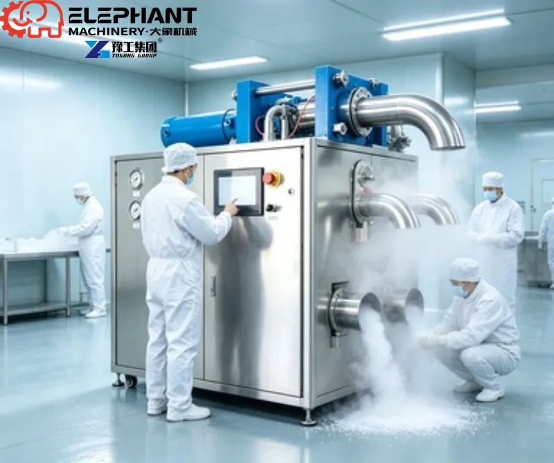 CO2 Dry Ice Pellet Making Machine, Small Strip Slice Compress Equipment For Dry Ice Blaster And Industrial Washing