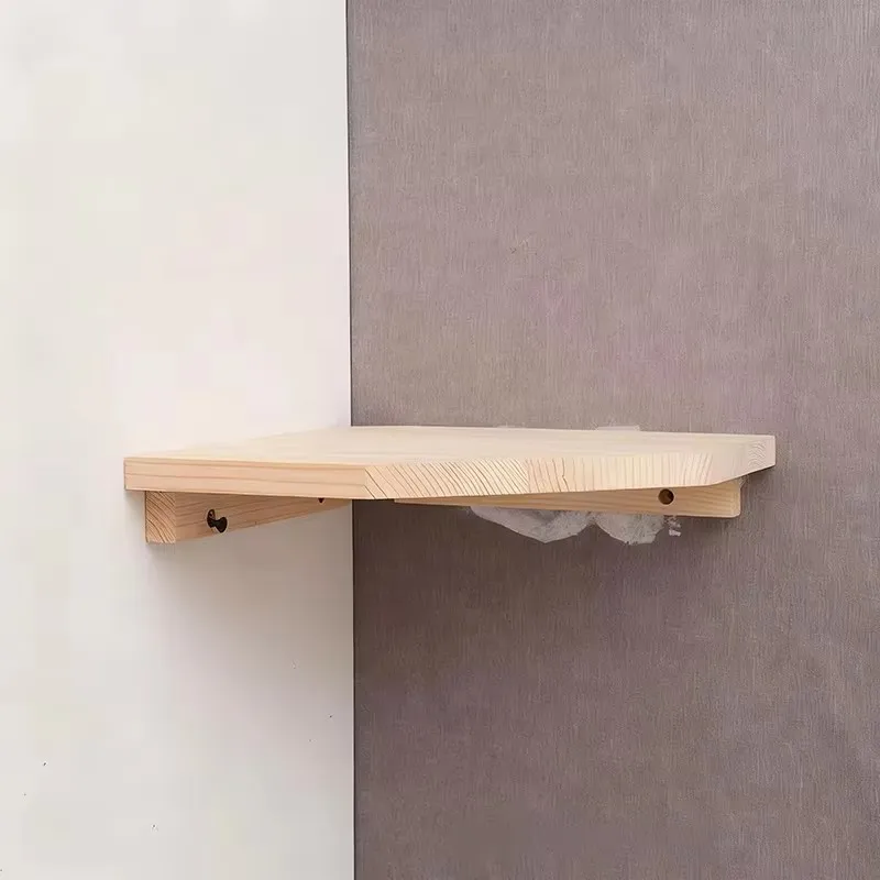 2pcs Wooden Corner Shelf Floating Shelf For Living Room Bedroom Bathroom Kitchen Organizer Storage Rack Wood Display Stand