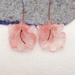 Beads for Jewelry Making Volcano Cherry Quncortz Carved Flower Earring Beads Fashion Jewelry Accessory For Women 28x25x11mm 11g