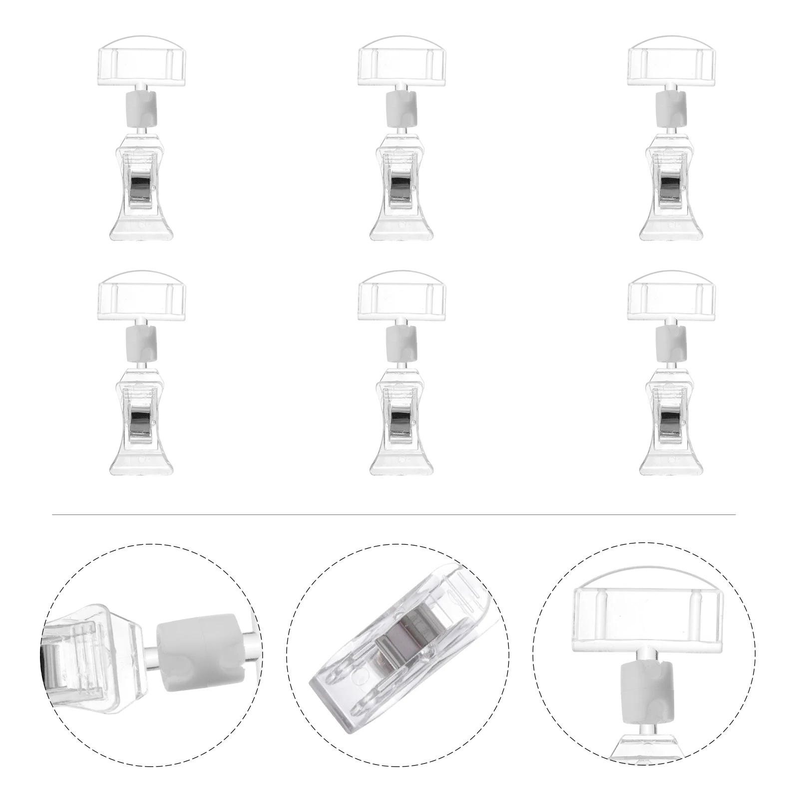 

6pcs Acrylic Advertising Folder Label Holder Display Stand Price Tag Rack Merchandise Sign Clamp Lightweight for Shops