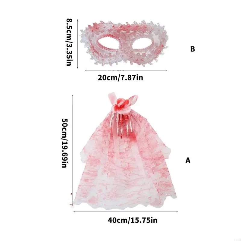 Halloween Cosplay Costume Blood Prom Queen Costume Accessories Scary Flower Skull Hair Clips Bloody Masquerades Mask F3MD