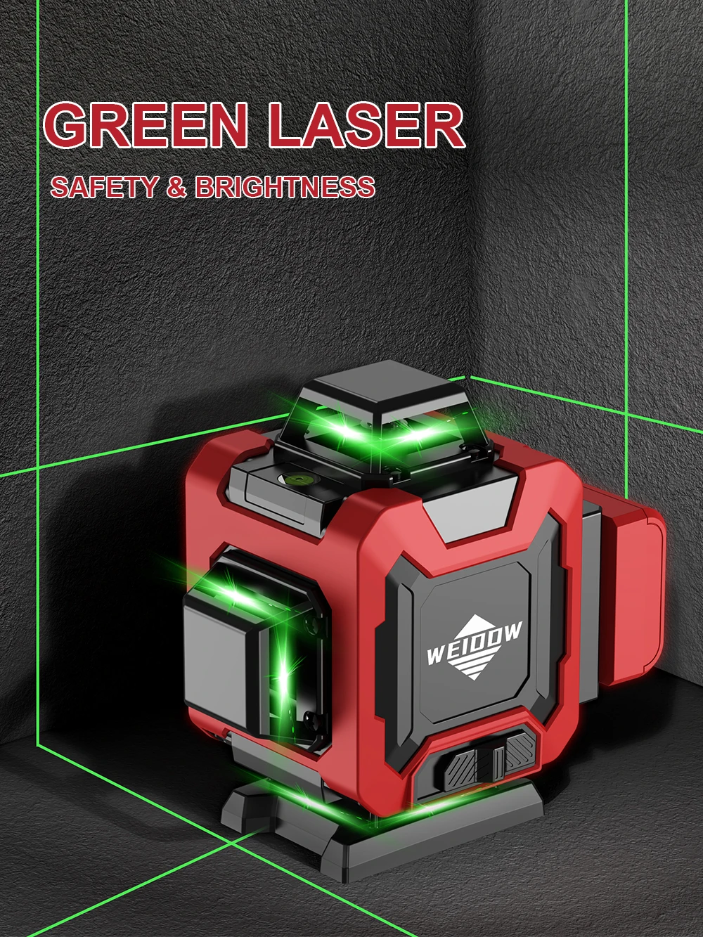 WEIDDW Professional Laser level 4D 16 Lines with 39.37 Inch (1M)Tripod 360°Self-leveling Laser Levels Green Beam Nivel Laser