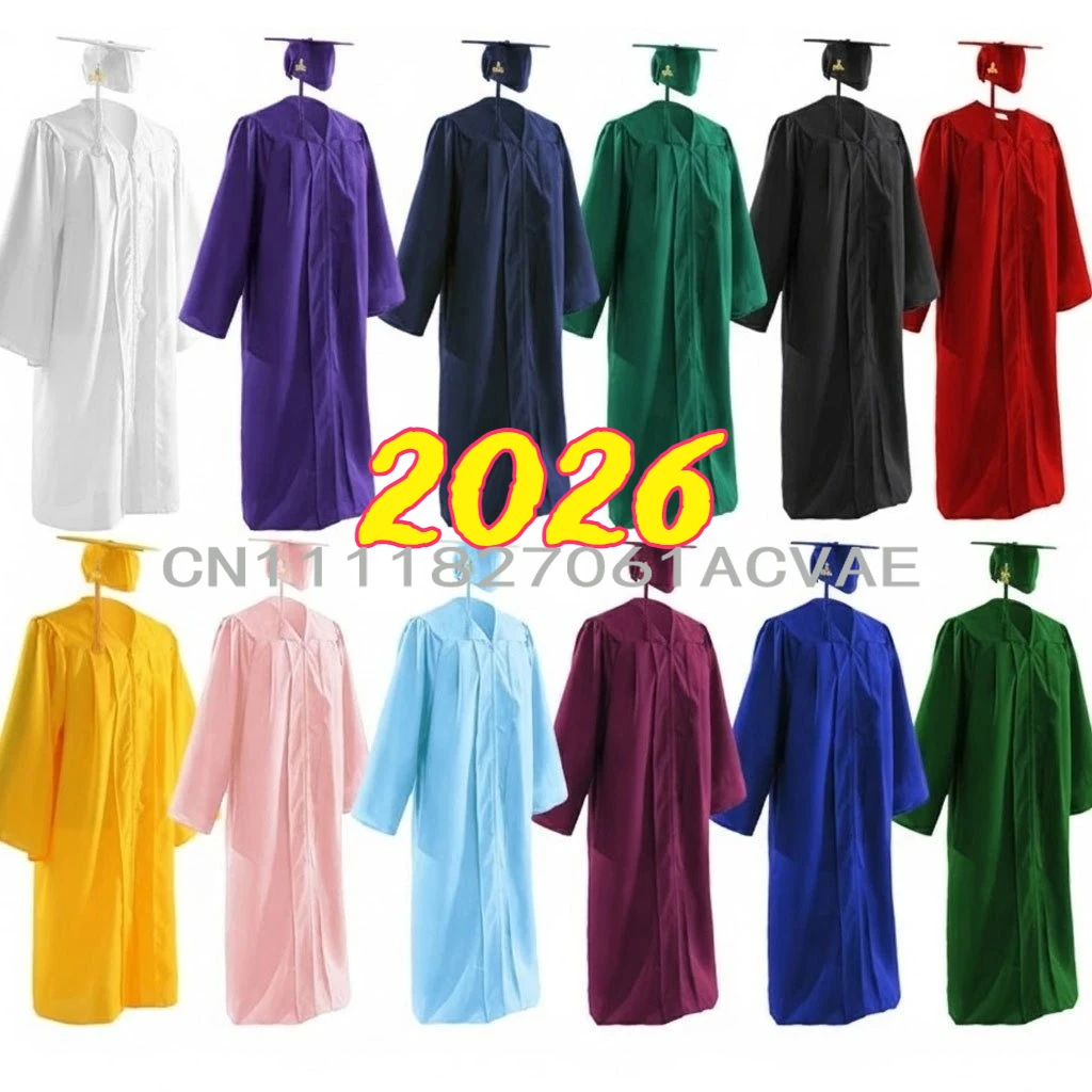 Unisex Soft Matte Graduation Gown Hat Tassel Set for Bachelor High School Ceremony Comfortable Academic Essential