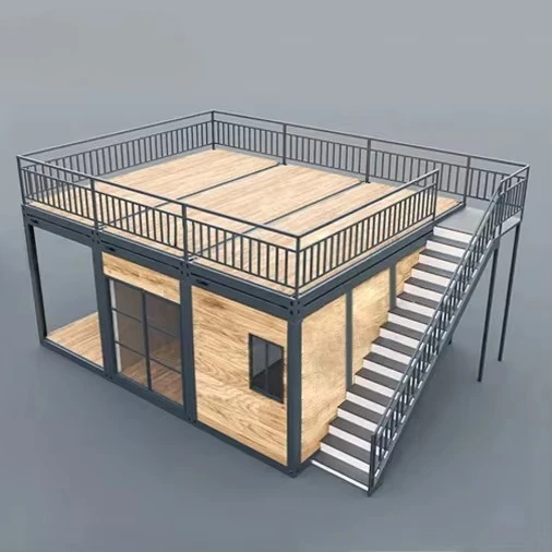 Casa Pequeña de Estructura de Acero, Hotel en Contenedores, 3 Unidades de Contenedores, Casas, Cabaña de Estructura de Acero, Casa Prefabricada de 2 Dormitorios