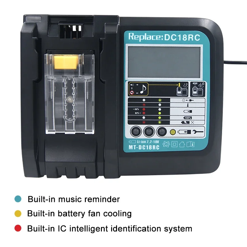 DC18RC Li-ion Battery Charger for Makita 14.4V 18V BL1830 Bl1430 DC18RC DC18RA EU Plug 3A Current 1pcs USB Adapter for Phone