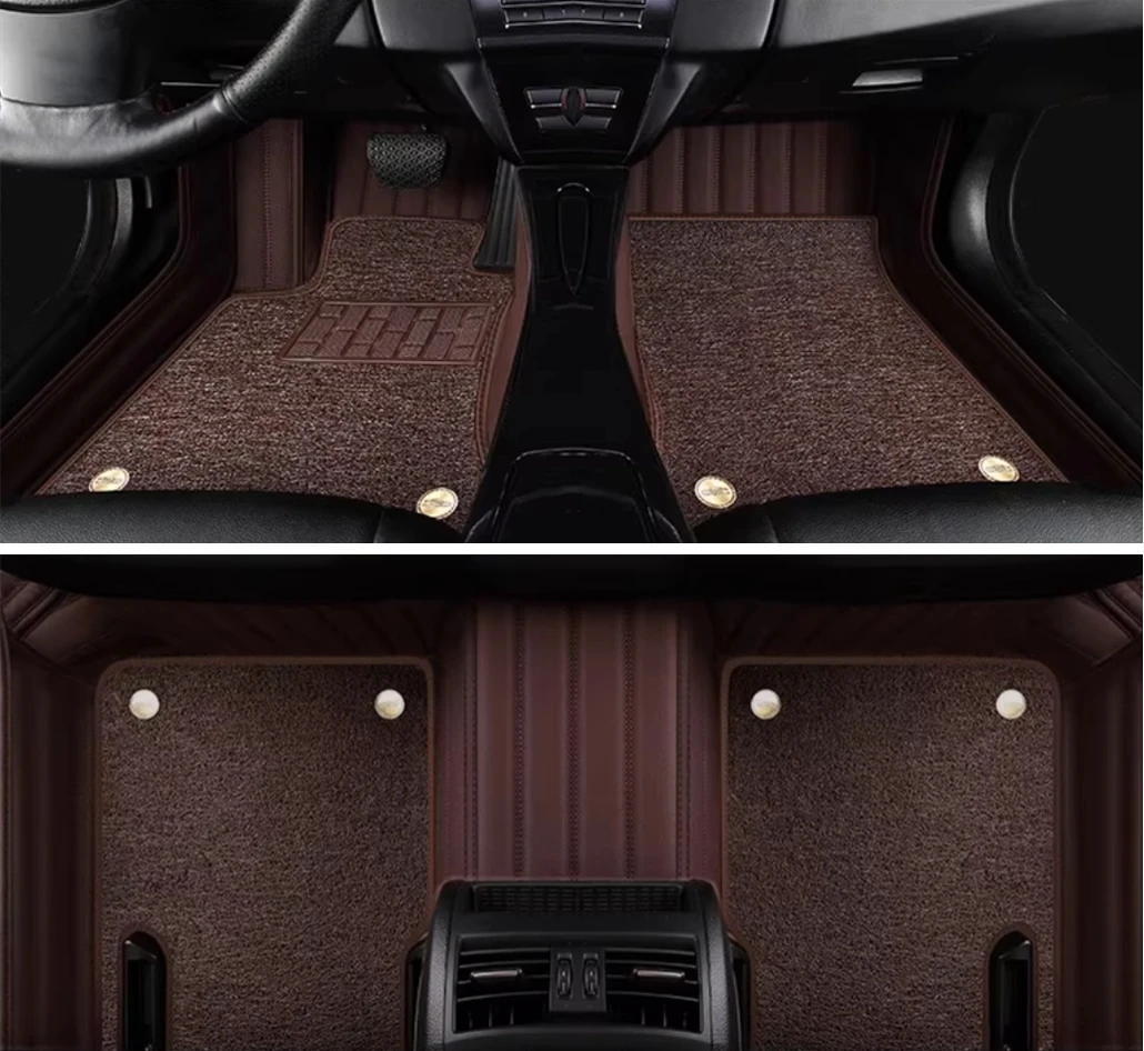 Custom Double Layer Car Floor Mats for Hyundai Santa fe 5 seats 2025 Waterproof Durable Rugs Special Carpet for Santafe 2024