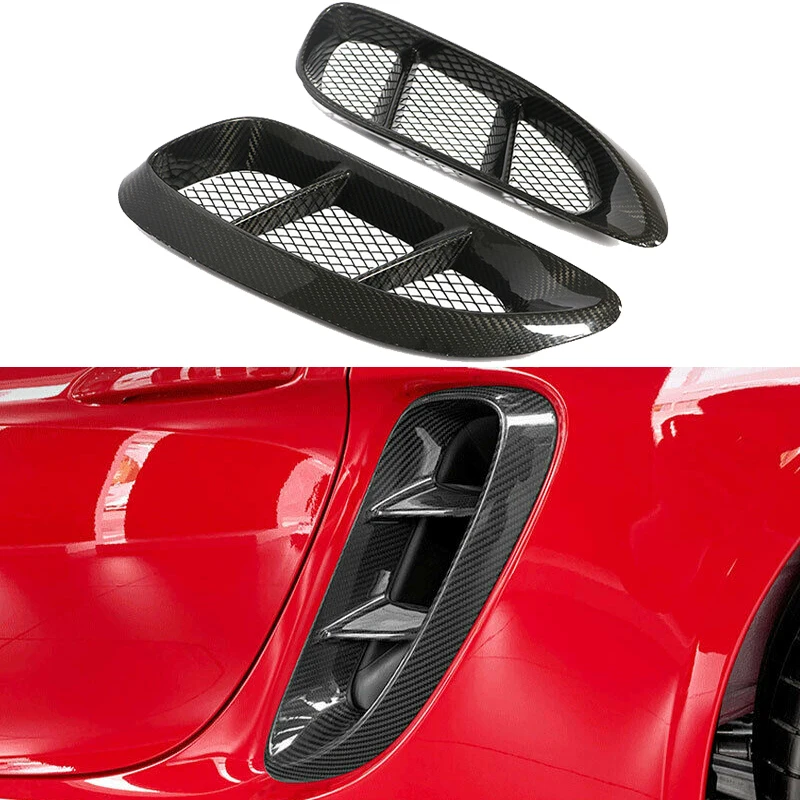 For Porsche 718 Boxster Cayman 2016 ~ 2021 Car Accessories Carbon Fiber Side Fender Air Vent Cover Air Inlet Cover Decor Trim