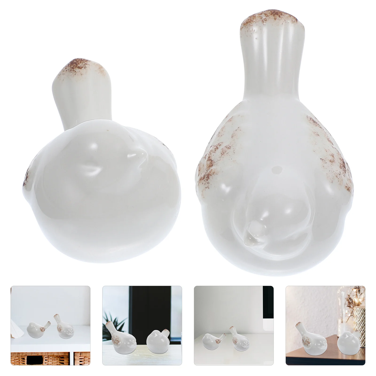 

2Pcs Ceramic Bird Statue Smooth Farmhouse Style Decorative Bird Ornaments for Living Room Office Tabletop Decor