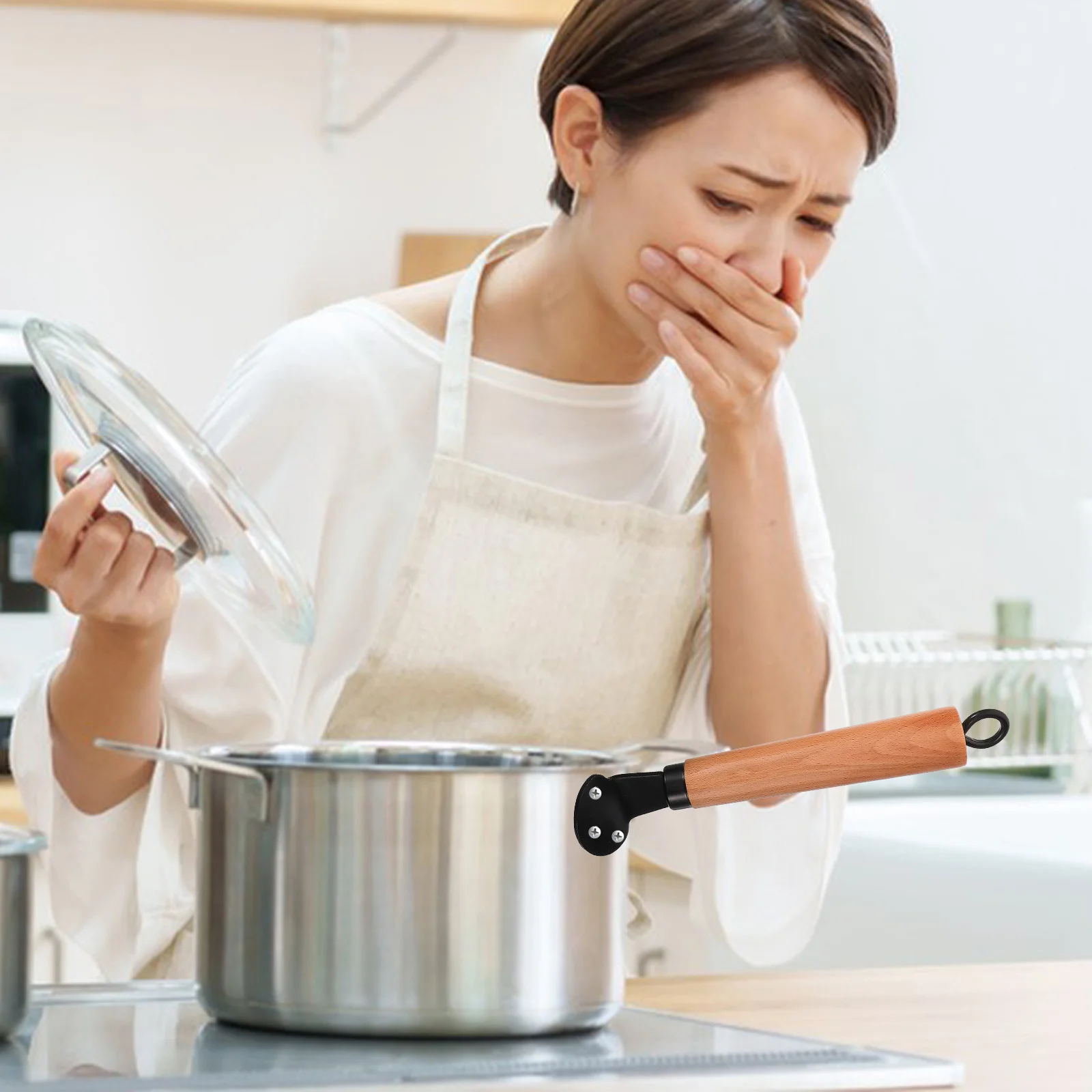 

DECHOUS 2Pcs Wood Pot Handle Replacement Universal Grip 3 Hole Scald Proof for Frying Pan Saucepan Cookware Kitchen Accessories