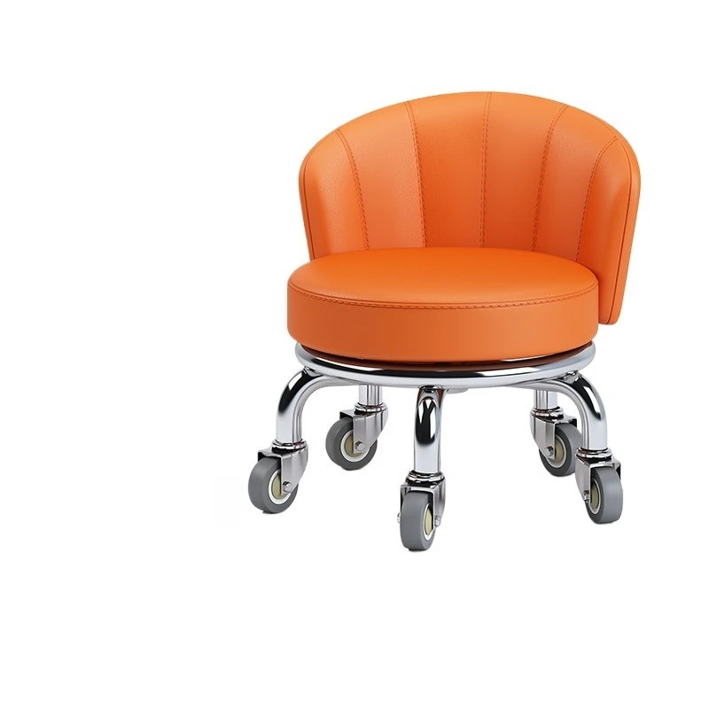 For Household Stool Swivel Wheel Low Stool Shoe Changing Seam Beauty Foot Bath Backrest Children Learning Stool