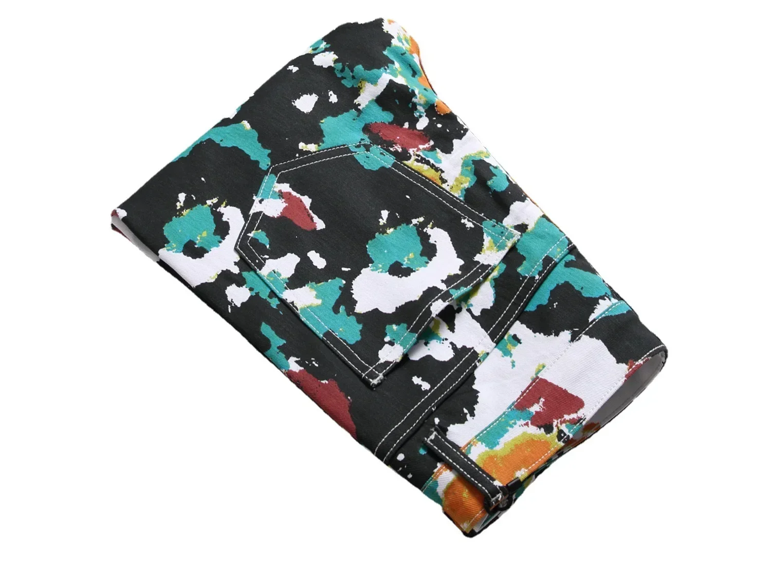 2024 New Men's Jeans Male Street Personality Printing Colorful Jeans High Street Personality Pants Punk Style Jeans Men Clothing