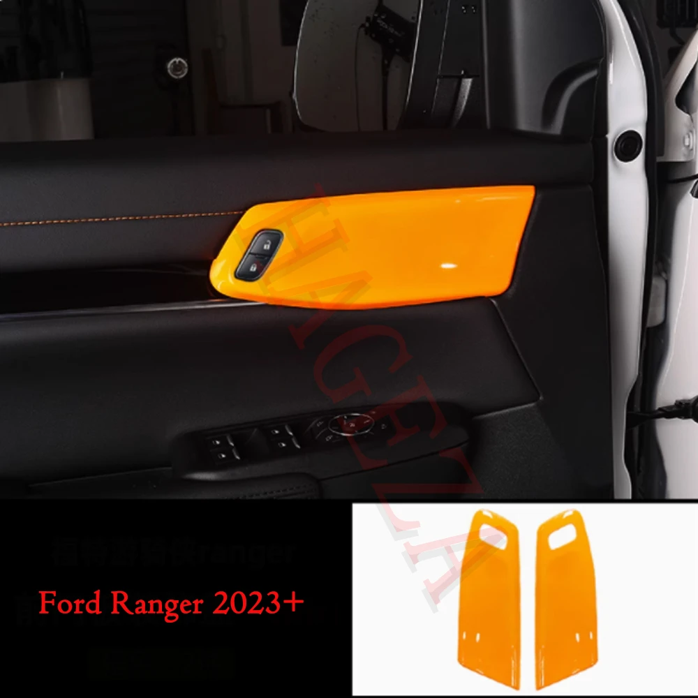 Auto Inner Door Handle Bowl Have Door lock button Panel Cover Trim For Ford Ranger 2023-2024  ABS 2PCS Car Refit Accessorie