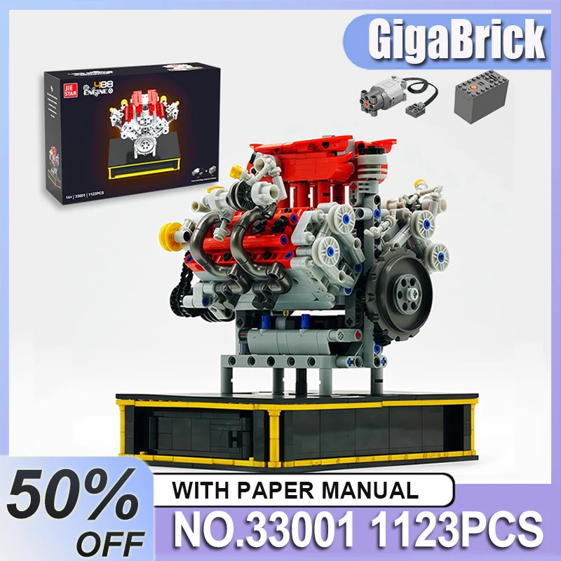 

JIESTAR 33001 MOC Crafted 488 суперкар V8 модель двигателя блоки кирпичи в сборе классические игрушки Рождественский подарок для взрослых и детей