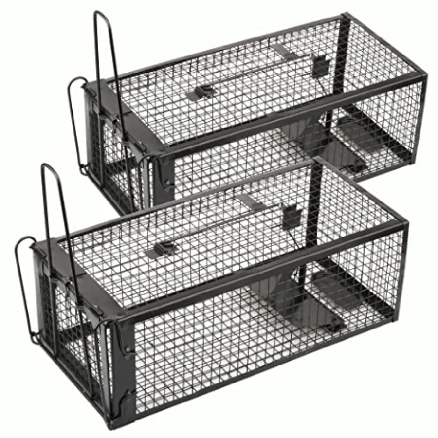 

2-Pack Humane Live Animal Traps with Cage Design for Indoor and Outdoor Use Effective Safe and Easy-to-Use Solution for Capturi