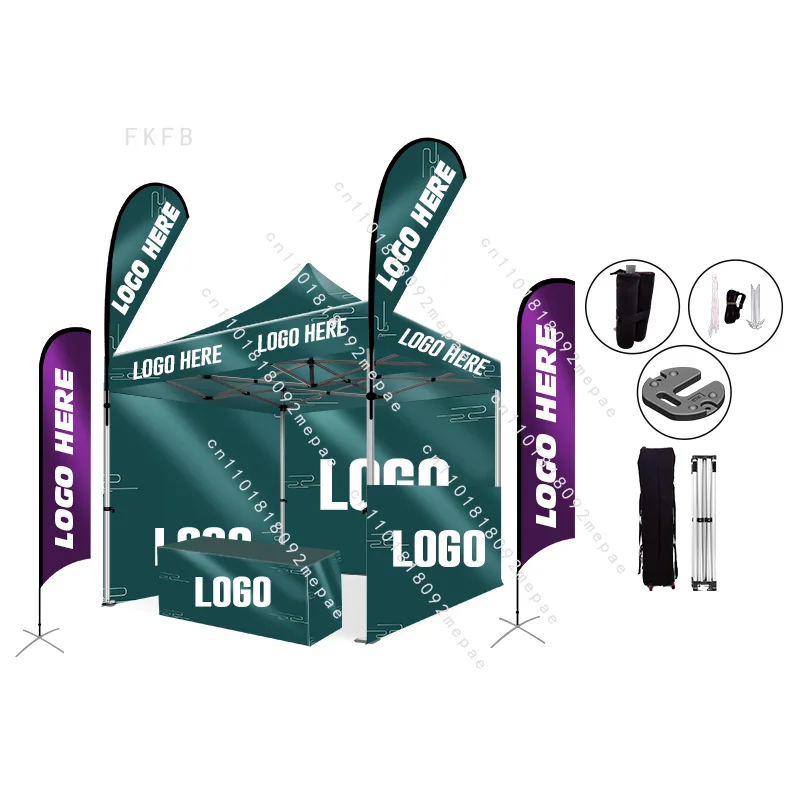 Carpa Plegable Promocional 3x3 con Impresión Personalizada para Eventos, Gazebo Comercial con Bandera y Pared, Carpa Naranja para Ferias Comerciales