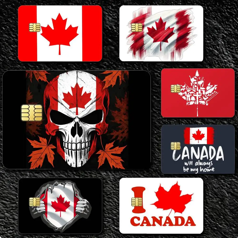 

COOL C-Canada flag ART 4pcs 1Set Card Stickers Small Waterproof Chip 4PCS Card Sticker Anti-Scratch