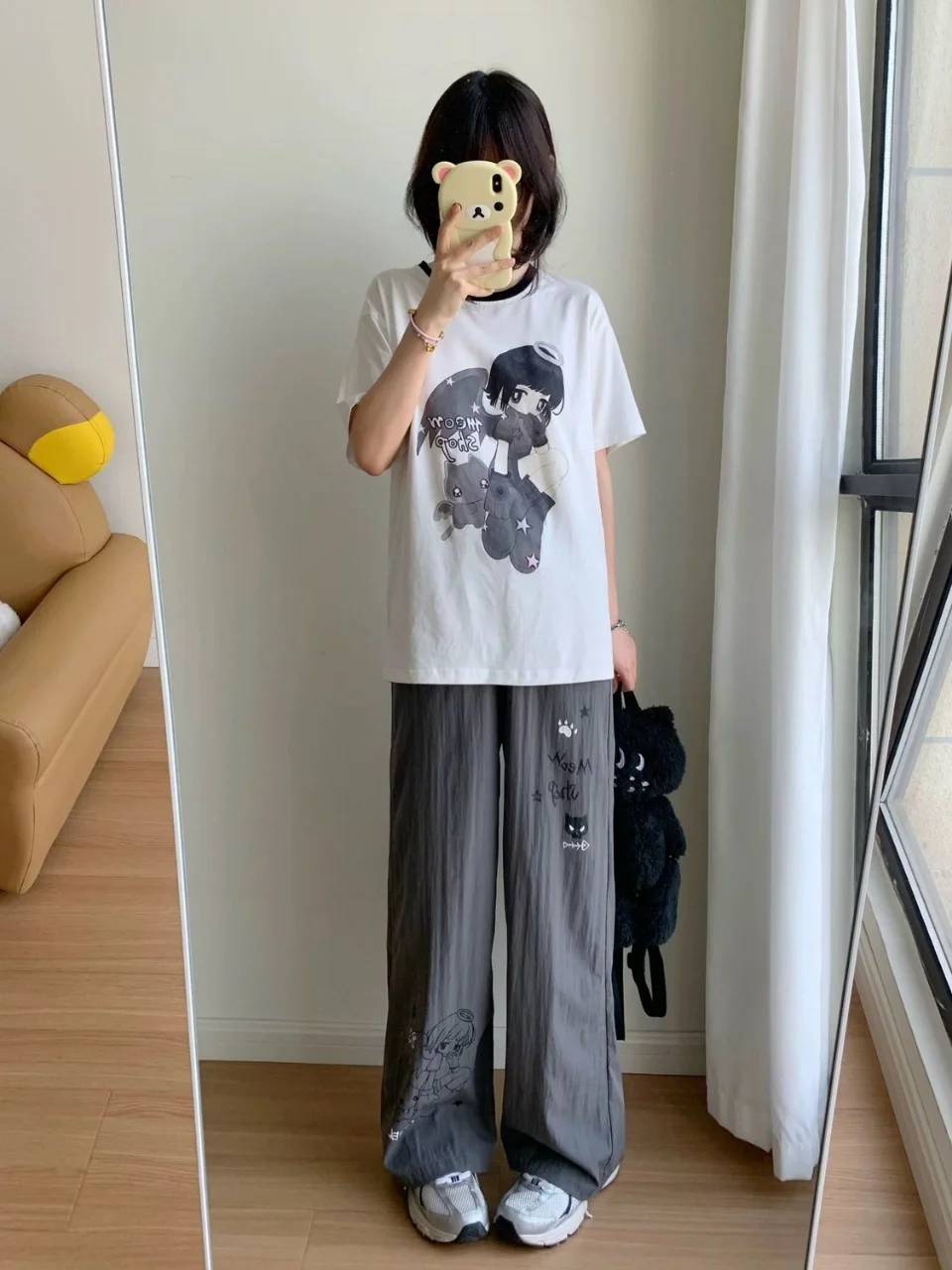 日本のサブカルチャー原宿スタイルアニメプリントレディースカジュアルパンツ夏アメリカンスパイシーガールストリートスタイルパンツエモ