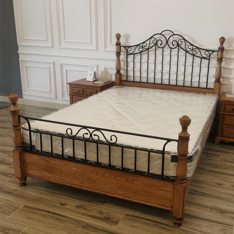 Princess Bed Ironwood Bed North American Black Walnut Solid Wood Ironframe Bed Double Bed Wedding Bed