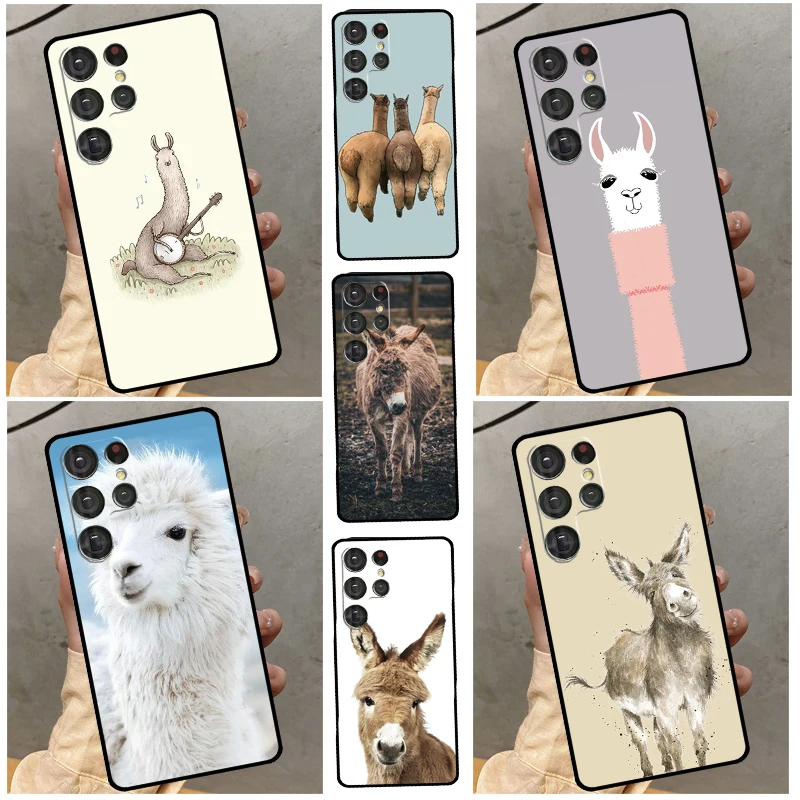 Cute Alpaca Donkey Case For Samsung Galaxy S23 S22 S21 Ultra S20 FE Note 10 20 S8 S9 S10 Plus Phone Cover