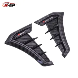 2PCS Vent Cover Bonnet Side Rear Bumper Lip Sticker Trim Rubber Front Fender For Car Accessories Universal Black