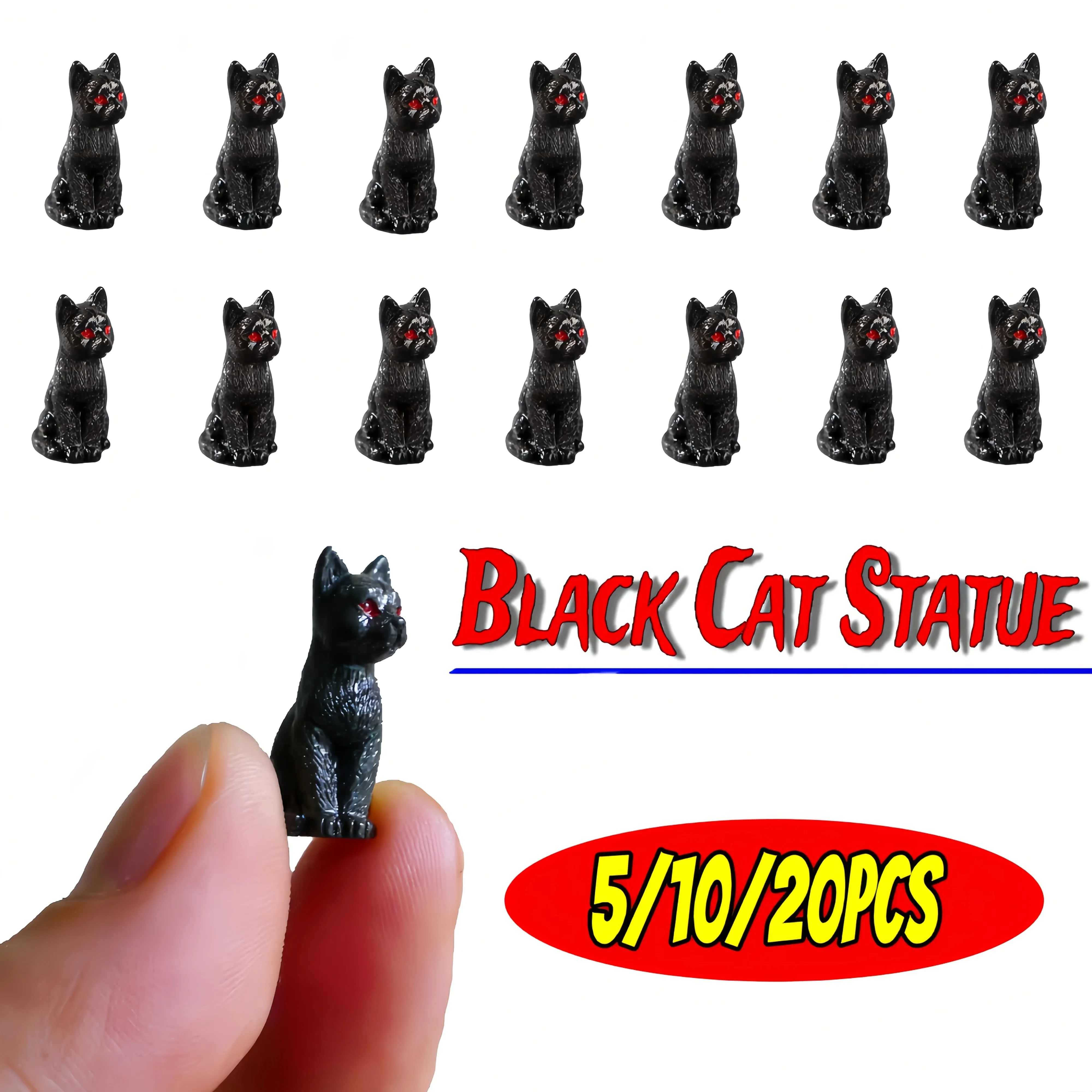 5/10/20 Cute Resin Black Cat Statues - Miniature Statues for Fairy Garden/DIY Micro Landscape/Flower Pot/Glass Container Landsca