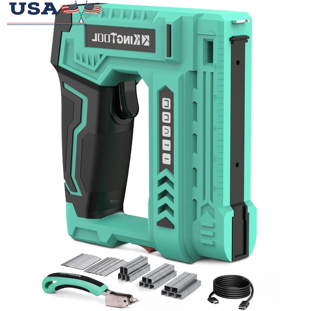 Cordless Electric Staple Gun 5-in-1 Nail Gun Kit with 2.0Ah Battery 5000 Staples & Nails Lightweight Design Safety Switches Wide