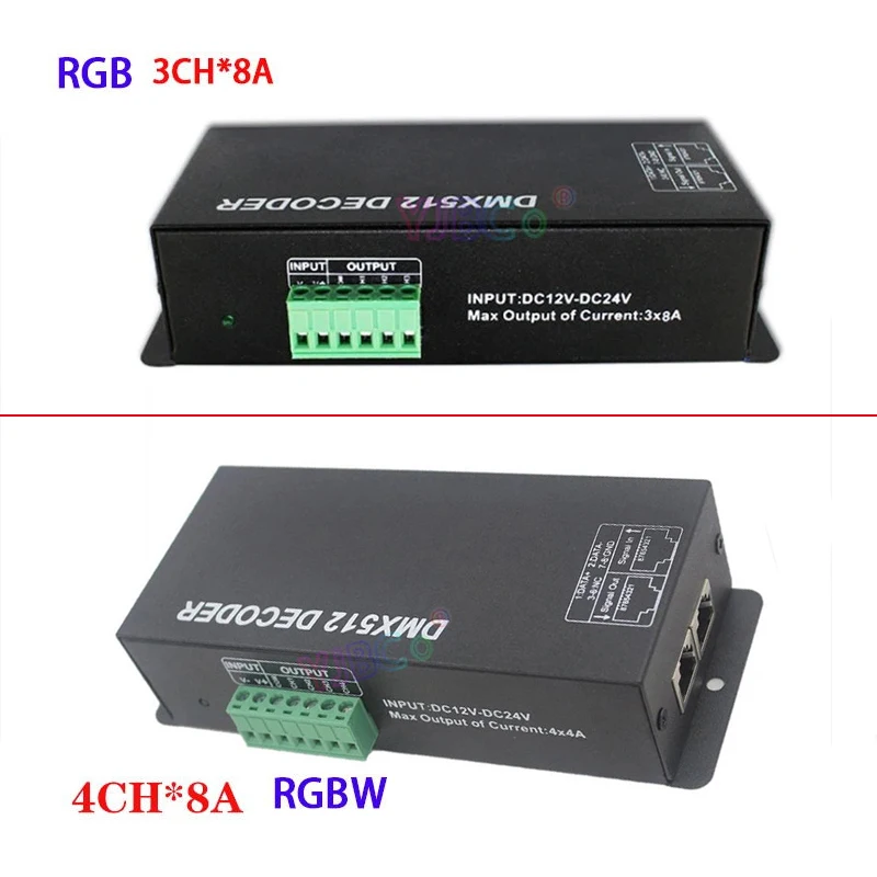 

3CH/4CH RGB/RGBW LED Strip Controller DMX512 decoder DMX to PWM digital display 3CH*8A 4CH*8A Light Tape Dimmer