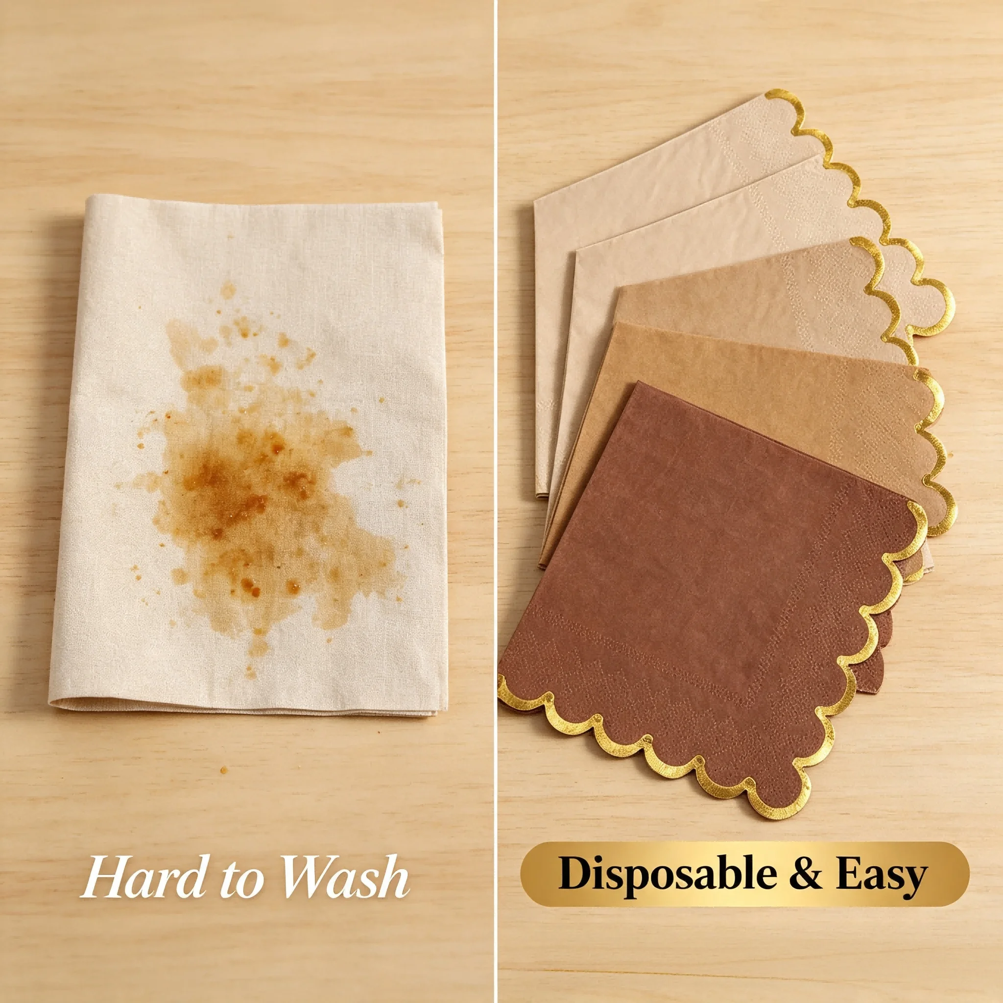 Multi-size options gold foil wavy edge vintage four-color mixed disposable party napkins for table decoration - view 5