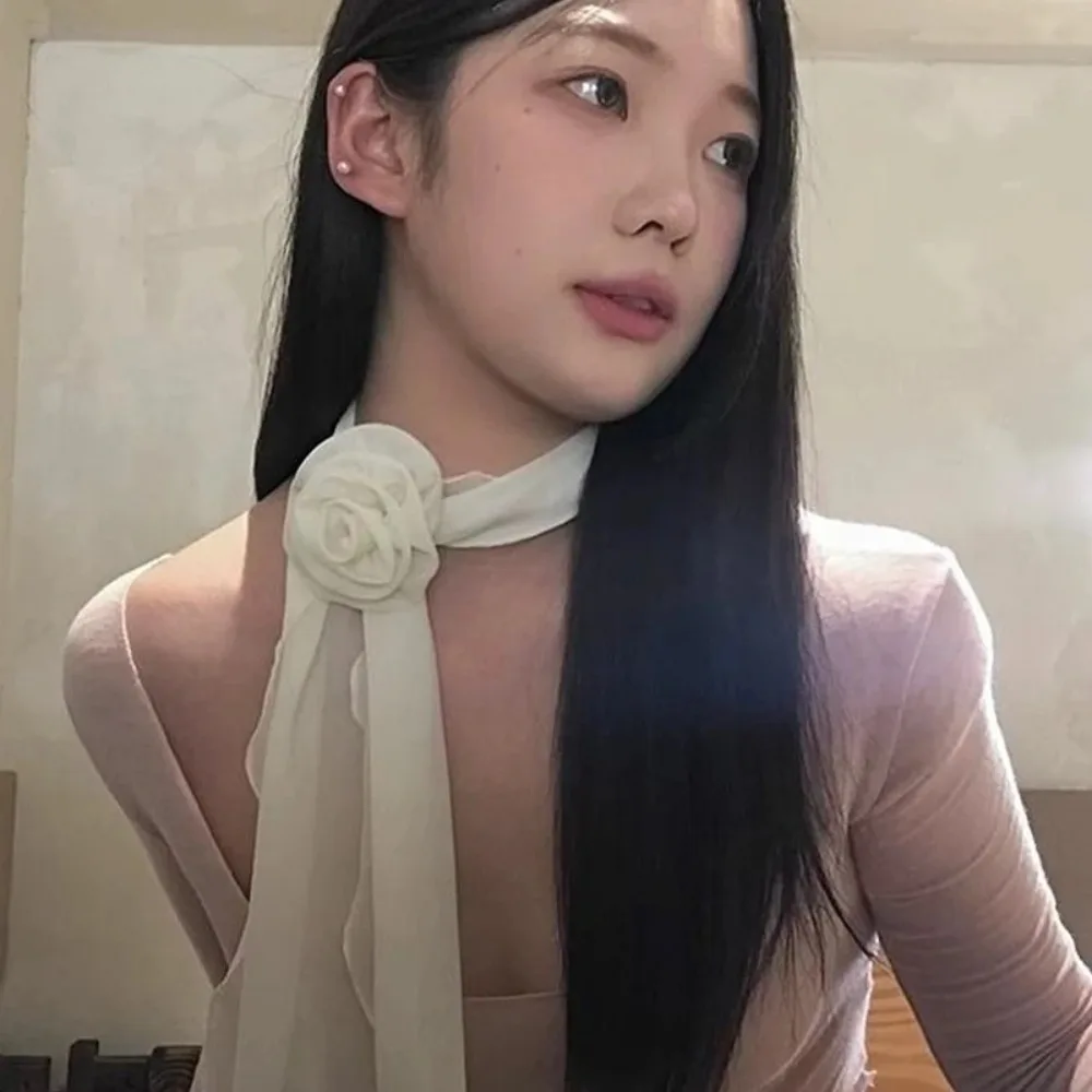 

"Trend 2026" Long Rose Flower Silk Scarf Flutter Shirt Y2K Fashion Temperament Accessories Summer Sunscreen Sunshade Scarfs