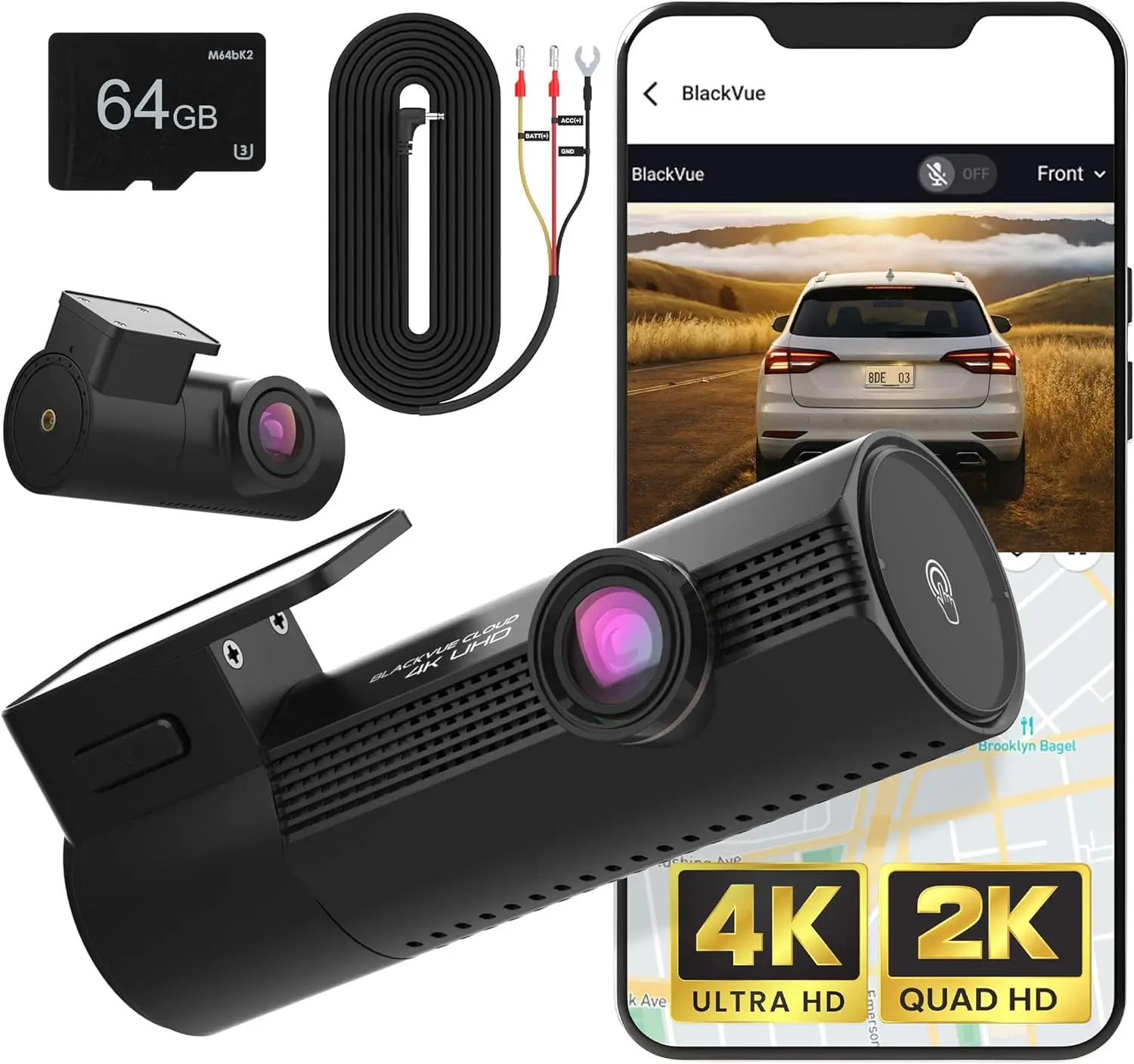 

Elite 9, 4K+2K Dash Cam Front and Rear, HDR, Dual STARVIS 2, Free 64GB Micro SD Card&Hardwire Cable Included, Dash Camera for Ca
