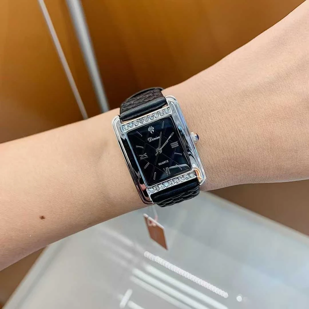

2025 новые прямоугольные женские часы с бриллиантовым ремнем, инкрустированные бриллиантами, повседневные модные женские часы Dinimi, темпераментные