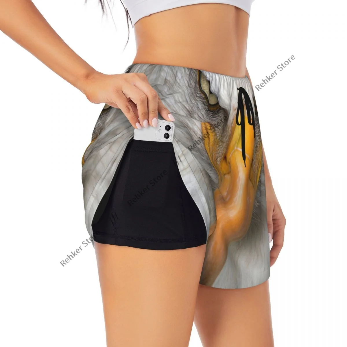 Bald Eagle ผู้หญิง Double Layered Quick-Dry กางเกงขาสั้นกีฬาสําหรับวิ่งพักผ่อนกลางแจ้งฟิตเนสออกกําลังกายกีฬา