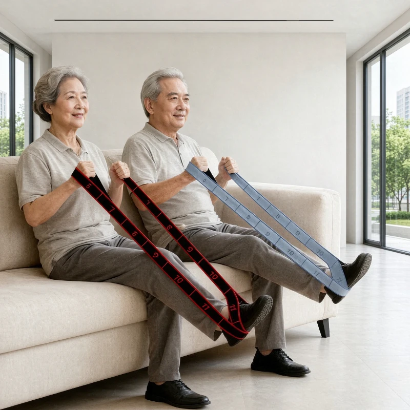 8 Level Resistance Band Black Red Digital Trainer for Seniors Glute Leg Strength Rehabilitation Exercise Home Fitness 탄력 밴드