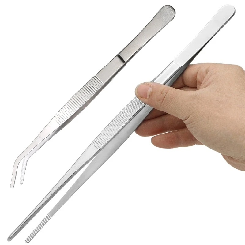 Stainless Multifuctional Steel Elbow Tweezers Aquarium Clip Long Tongs Medical Tweezers Forceps Pet Feeding Tools Non-slip