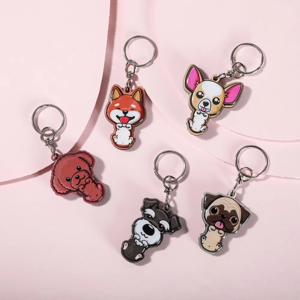 Cartoon Cartoon Animals Key Chain Schnauzer Chihuahua Pet Pendant Key Ring Ornament Pendant Shiba Inu Keychain Pendant Girls