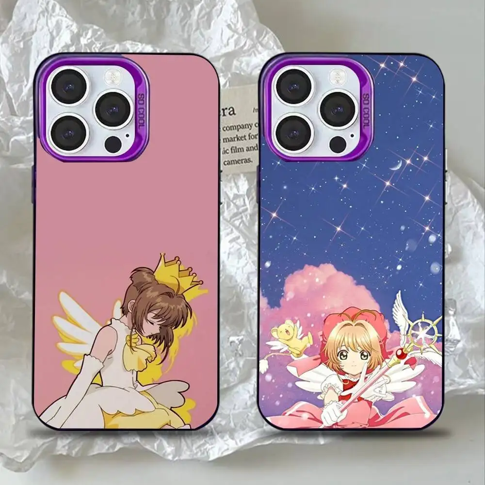 

Cartoon Card Captor Sakura Anime Phone Case For iPhone 16,15,14,13,12,11,Mini,Pro,SE,MAX Purple Matte Silicone Cover
