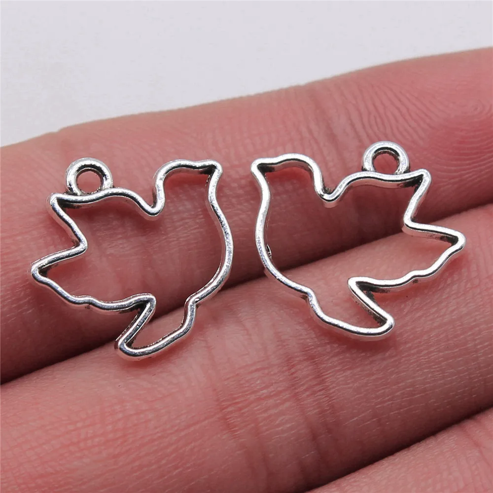 10pcs/lot 17x19mm Skeleton Pigeon Charms For Jewelry Making Antique Silver Color 0.67x0.75inch