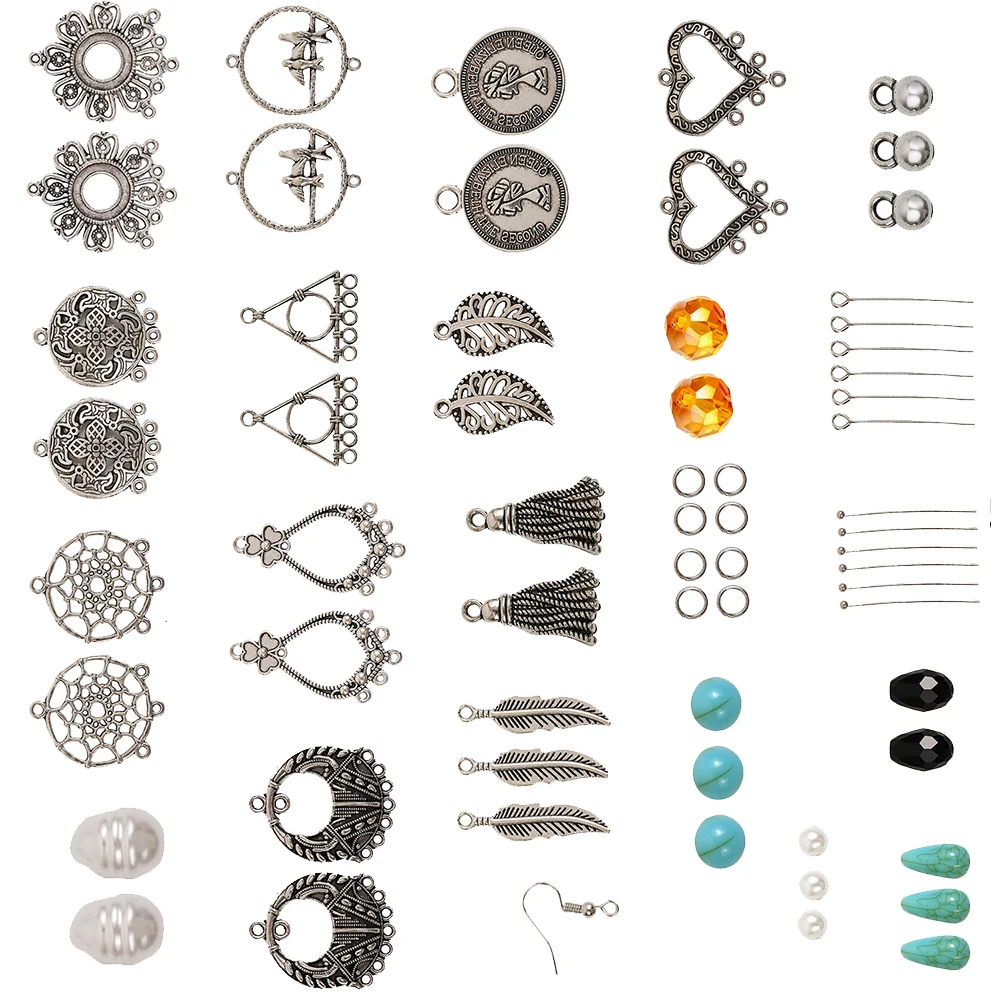 309pcs Retro Diy Earrings Material Set Premium Alloy Handmade Jewelry Kit Stylish Accessories Tools For Teens Women
