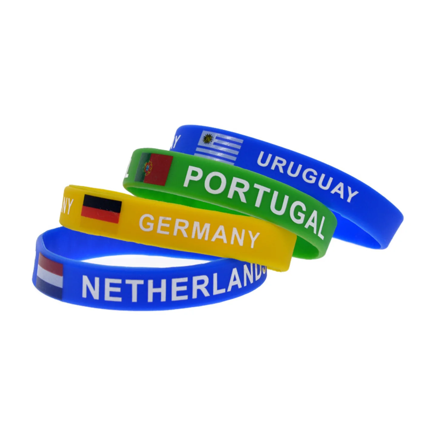 50 Stück Kombination aus Nationalflaggen aus verschiedenen Ländern, Silikon-Armband, patriotisches Geschenk, Gummiarmreif, Erwachsenengröße – Detail 1
