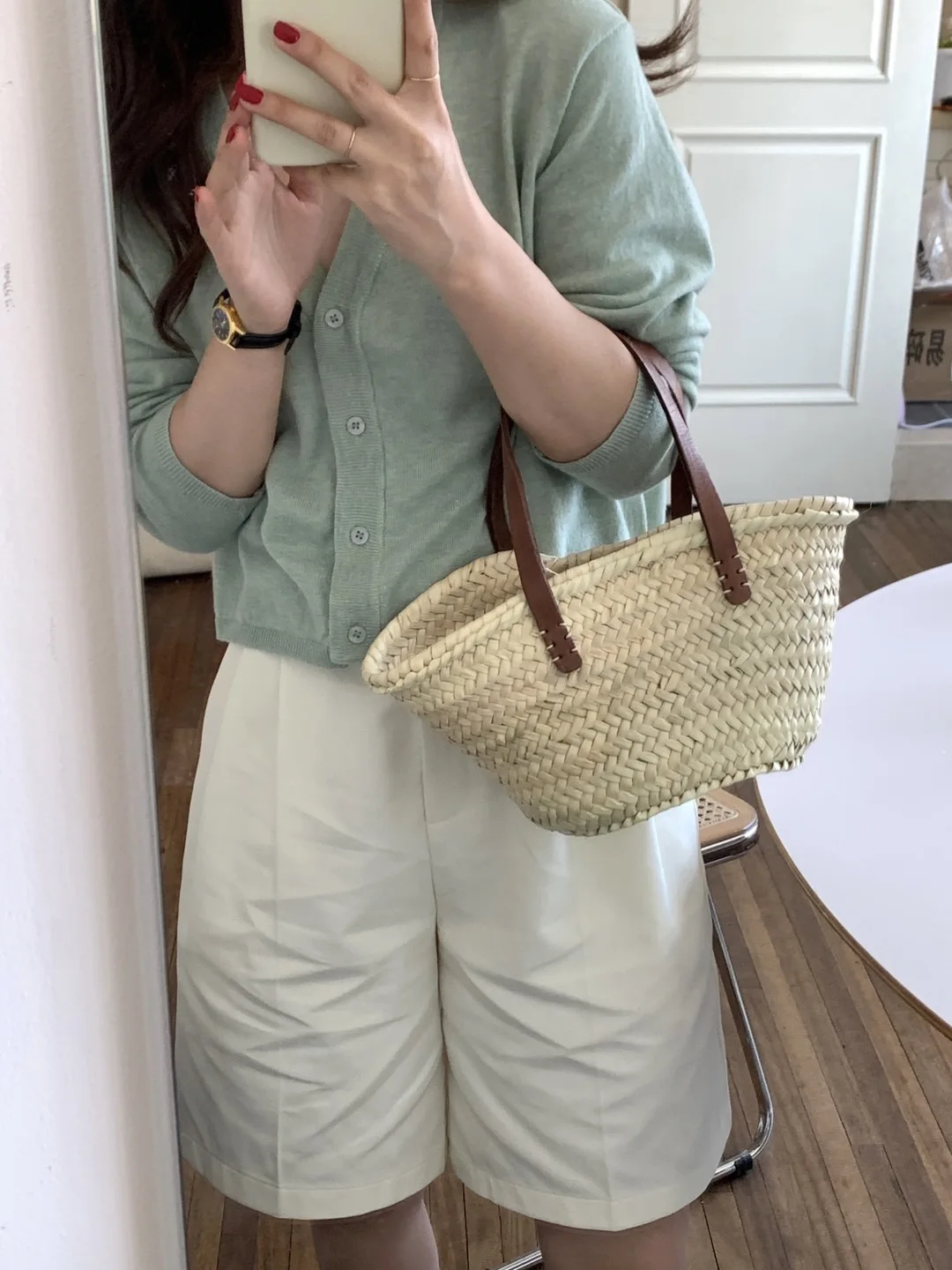 

PBGAU Handwoven Basket Handbag Spring Summer New Sle Simple Handheld Bag Travel Portable Bag Versatile Women's Bag